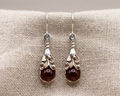 Sterling Silver and Genuine Amber Filigree Drop Earrings with Fishhook Backs